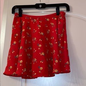 Forever 21 red floral mini skirt